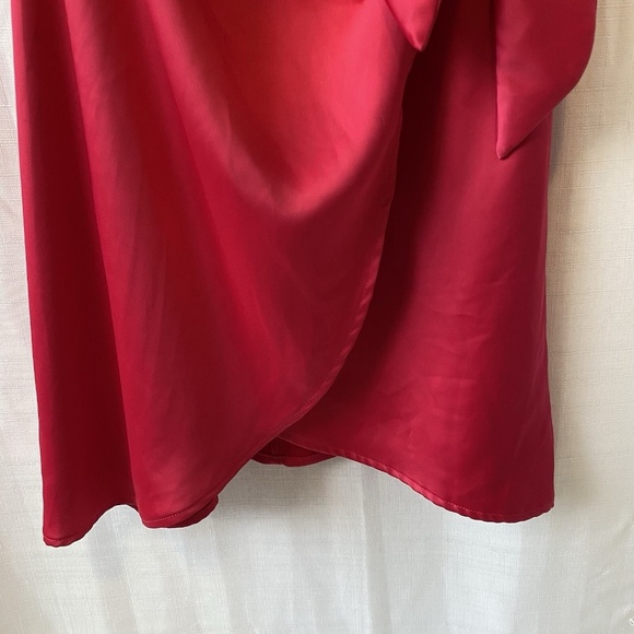 Nine West Dress Women Large Mini Faux Wrap Satin Sleeveless Hot Pink Size Large - Picture 3 of 11
